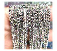 Cadena de diamantes de imitación de cristal de 1 metro, de 2 a 4 mm, for coser y pegar, accesorios for manualidades y prendas(ColorFul,SS12-3mm)