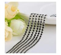 Cadena de diamantes de imitación de cristal de 1 metro, de 2 a 4 mm, for coser y pegar, accesorios for manualidades y prendas(Black,SS10-2.8mm)