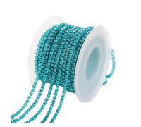 Cadena De Diamantes Imitación 1/10Yard Rhinestone Chain Glitter Crystal Sew On Glue On Rhinestones for Clothes DIY Garment Accessories Trim Cup Chain(Aquamarine,1 YARD_SS8 2.5MM)