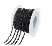Cadena De Diamantes Imitación 1/10Yard Rhinestone Chain Glitter Crystal Sew On Glue On Rhinestones for Clothes DIY Garment Accessories Trim Cup Chain(Jet,1 YARD_SS8 2.5MM)