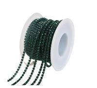 Cadena De Diamantes Imitación 1/10Yard Rhinestone Chain Glitter Crystal Sew On Glue On Rhinestones for Clothes DIY Garment Accessories Trim Cup Chain(Emerald,10 YARDS_SS6 2MM)