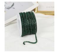 Cadena De Diamantes Imitación 2mm-4mm Glass Rhinestone Chain Trim With Colorful Bottom Sewing Strass Cup Chain Crystal Banding Glue On Rhinestone Trim(Emerald,5YARDS_SS16-4MM)