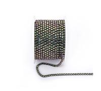 Cadena De Diamantes Imitación Arrival Colorful Rhinestone Chains Dense Fancy Chain Apparel Sewing Glass Rhinestone Cup Chain With Colorful base(Rainbow,SS6(2mm)-10yards)