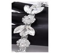 Cadena de diamantes imitación hoja 1 yarda, cinta costura plateada brillante, aplique decorativo metal cristal for collar boda, accesorio(White,5yard)
