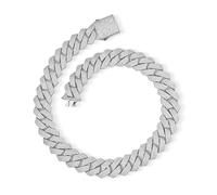 Cadena de eslabones cubanos grandes de 20 mm para hombre, cadena gruesa chapada en oro de 14 quilates y plata 5A+, collar de zicron 5A+ con diamantes de hip hop, collar cubano de Miami, joyería de
