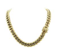 Cadena de eslabones cubanos Miami para hombre, de acero inoxidable chapado en oro amarillo de 14 quilates de 18 quilates o blanco, de 8 a 18 mm de grosor, Adjustable, Acero inoxidable, sin piedra