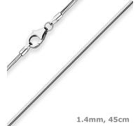 Cadena De Espiral Con Diamantes De 1,4Mm Collar De 925 Plata Rodinada 45Cm