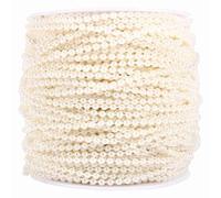 Cadena de guirnaldas de 50m Pearl | ABS de 3 mm Pearls Artificiales para centros de Mesa de Bodas/Ramo de Novia/Manualidades de Bricolaje | Cadena de Cuentas Ajustable para (Beige)