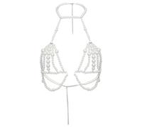 Cadena de hombro de perlas sintéticas, cadena de hombro halter de perlas, cadena de brasier para fiesta, 1, Metal, 1