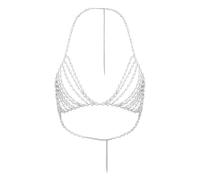 Cadena de hombro de perlas sintéticas, cadena de hombro halter de perlas, cadena de brasier para fiesta, 1, Metal, 1