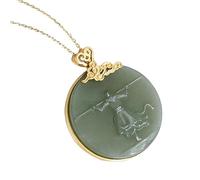 Cadena de Joya Jade Natural Intrincada de China Viaje al Oeste Luz Charm Pendentil