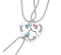 Cadena de la amistad hermanas collar conjunto colgante forma de corazón dividido en tres piezas color plata con grabado Best Friend Forever Precioso regalo para amigos