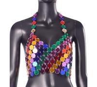 Cadena de lentejuelas con purpurina para el pecho, brasier para discoteca, accesorios para el cuerpo, joyería para mujeres y niñas, accesorios de joyería corporal para mujer, talla única, como se