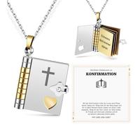 Cadena de libros con cruz para niñas, regalos de joyas de Jesús, collar cristiano, bautismo cristiano, regalos de cumpleaños para adolescentes, hija, nieta, ahijada, confirmación, comunión, primera