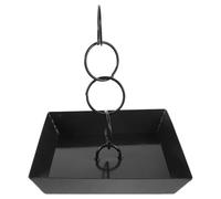 Cadena de Lluvia Cuadrada Ajustable de Hierro para Canaletas Exteriores | Base de Anclaje y Boquilla, Acabado Martillado a Mano, para Patio y Jardín, Reduce Salpicaduras