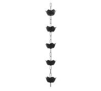 Cadena de Lluvia de Aluminio con Forma de Flor Grande Que Canaliza Eficientemente el Agua de Lluvia para la Estética del Jardín 1 M Negro