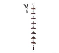 Cadena de lluvia de metal vintage con gancho en V para canalón de jardín | Material de metal resistente Eslabones hechos a mano Gestión efectiva del agua para terraza o patio