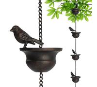 Cadena de lluvia de pájaros, 2,4 m cadenas de lluvia de metal para canaletas, cadena de receptor de lluvia colgante al aire libre, adorno colgante de jardín a prueba de óxido para decoraciones interi