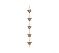 Cadena de lluvia galvanizada de flor de loto de 3.2 pies, sistema de drenaje de canalón de longitud ajustable con timbre de viento para decoración del hogar al aire libre (cadena de lluvia)