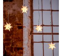 Cadena de luces 3D estrellas cortina de luces iluminación 9 LED batería blanc...