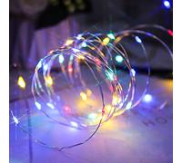 Cadena de luces con batería, 50 unidades, decorativas, micro colores, mini luces LED de cobre con temporizador, para Navidad, vacaciones, festivales, interiores, exteriores, árboles, 5 metros