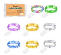 Cadena de Luces con Pilas, Guirnalda Luz Pilas 2M 20 LED Alambre de Cobre Micro Guirnaldas Luces para Interior Exterior Decoración Boda Fiesta de Navidad, Multicolor (8 Piezas-6 Colores)