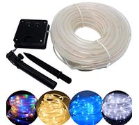 Cadena de luces de cuerda solar 5M LED RGB Iluminación de tubo Luz de cadena de hadas impermeable Árbol de Navidad portátil Acción de gracias Fiesta de bodas Jardín Decoración al aire libre,Warm white