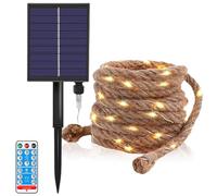 Cadena de luces de cuerda solar: 7 m, 100 luces LED, luz solar, luz blanca cálida, cadena de luces solar para exteriores, resistente al agua, para balcón, exterior, para jardín, terraza, balcón