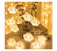 Cadena de luces de nube, 20 nubes brillantes en cable de batería de 10 pies, modos de parpadeo y constante para decoración de dormitorio, escalera