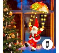 Cadena de luces de Papá Noel, 63 cm, 70 LED, enchufe con temporizador, 8 modos, iluminación navideña para interior y exterior, decoración navideña, ventana, árbol de Navidad, balcón (blanco cálido)