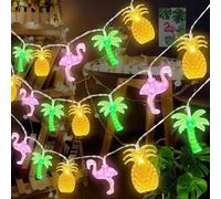 Cadena de Luces Hawaiana Fairy Lights Verano 20Led 3 Metros Guirnalda Luces Tropicales con Piña Flamingo Palmera para Interior y Exterior Fiesta Hawaiana, Fiesta Playera
