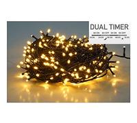 Cadena de luces LED blanca cálida con temporizador dual - 40 LED/3 m - Iluminación navideña para interior y exterior - Decoración de Adviento Invierno Jardín con temporizador para mañana/noche