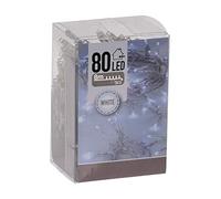 Cadena de luces LED blanca fría con temporizador, 8 m de longitud con 80 ledes, iluminación navideña para interior, Navidad, Adviento, invierno, mesa, ventana, decoración, funciona con pilas