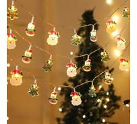 Cadena de luces LED colgantes para ventana de Navidad de 6 metros de largo con Papá Noel, copos de nieve y árboles de Navidad, alimentado por USB para un uso seguro y festivo en interiores y