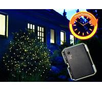 Cadena de luces LED con 80 ledes de luz blanca cálida, adecuada para exteriores, cable de alimentación de 50 cm, distancia entre los ledes de 10 cm, cable verde