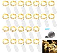 Cadena de luces LED con pilas, 16 unidades, color blanco cálido, 2 m, 20 unidades, con batería, IP65, resistente al agua, cadena de luces de alambre de cobre para fiestas, decoración navideña, botella