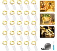 Cadena de luces LED con pilas, 20 unidades, 2 m, 20 ledes, funciona con micro pilas, cobre, luz blanca cálida, iluminación navideña para habitaciones, interiores, Navidad, exteriores, fiestas, bodas,