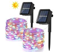 Cadena de luces LED de 2 piezas con panel solar de 12 metros y 100 luces, 8 modos de funcionamiento.