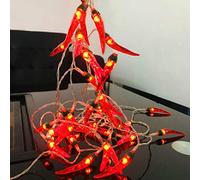 Cadena de luces LED de color rojo con diseño de chile y hadas, luz nocturna, pimienta, guindilla roja, luz blanca cálida, para Navidad, bodas, vacaciones, decoración (rojo guindilla, 3 m/20 LED)