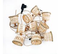 Cadena De Luces LED Exterior Bambú Pantallas Lámparas 10x E12 2700K IP44 Cable