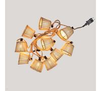 Cadena De Luces LED Exterior con Enchufe 5m Largo + 3M Cable IP44 2200K Bambú