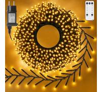 Cadena de luces LED para árbol de Navidad, 15 m, con enchufe | Cadena de luces LED de Navidad con temporizador, 8 modos, resistente a la intemperie, para interior, exterior, árbol