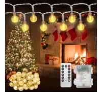 Cadena de luces LED para exterior e interior, árbol de Navidad, cadena de luces LED con batería, mando a distancia, temporizador, iluminación de Navidad, exterior, para árbol de Navidad, fiesta de