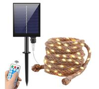 Cadena de luces LED para exteriores, 7 metros, 200 LEDs, luz blanca cálida, resistente al agua, cadena solar LED para jardín, terraza, balcón, decoración, carga USB