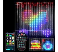 Cadena De Luces Led RGB Inteligente, Cadena De Luces De Cortina Inteligente con Control De Aplicación Bluetooth, Luz De Hadas Navideña, Pantalla De Imagen DIY, Decoración De Jardín, 2M*2M