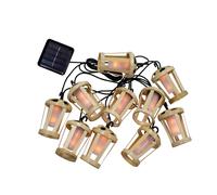 Cadena De Luces LED Solar De 5m IP44 2000 K Bambú Para Exterior Jardín Balcón