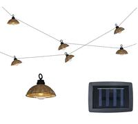 Cadena de luces LED solares con pantallas de lámpara en aspecto de ratán, 2,5 m, plástico blanco cálido, cadena de luces solares para jardín, balcón, cadena solar, decoración para exteriores