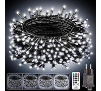 Cadena de luces navideñas para interior y exterior, alimentadas por electricidad, 15 m, 150 LED, 8 modos, regulables, impermeables, luces de árbol de Navidad con mando a distancia y temporizador