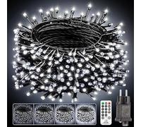 Cadena de luces navideñas para interior y exterior, alimentadas por electricidad, 25 m, 250 LED, 8 modos, regulables, impermeables, luces de árbol de Navidad con mando a distancia y temporizador