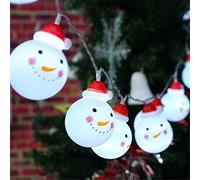 Cadena de luces para exteriores, luz de jardín, muñeco de nieve para el hogar, boda, fiesta de cumpleaños, decoración con pilas de jardines, 10 luces LED de 6.5 pies